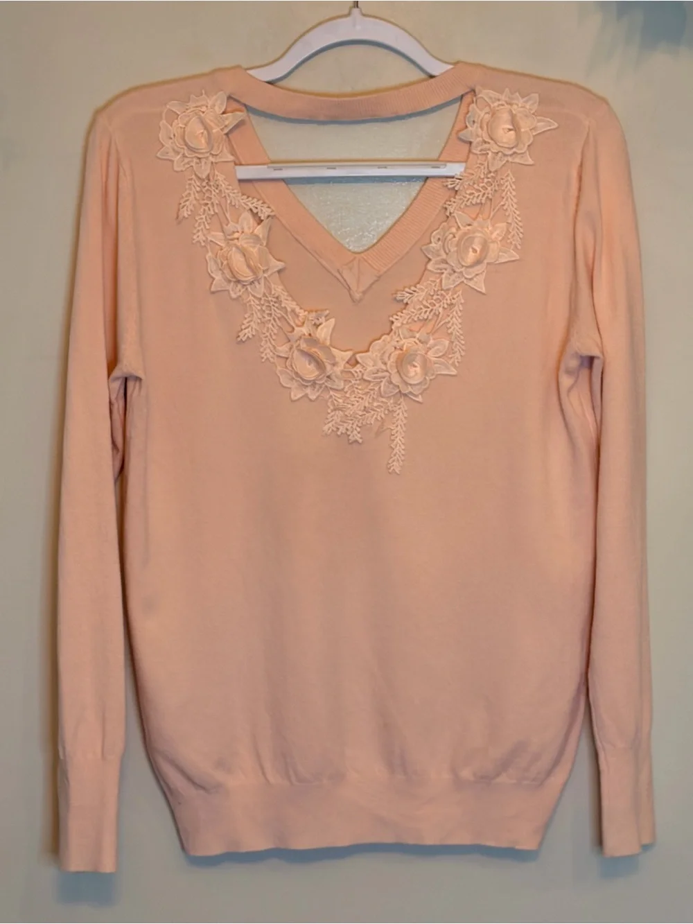 Romantic Floral Appliqué Back Sweater | Balletcore Cottage Knit - Picture 4 of 6